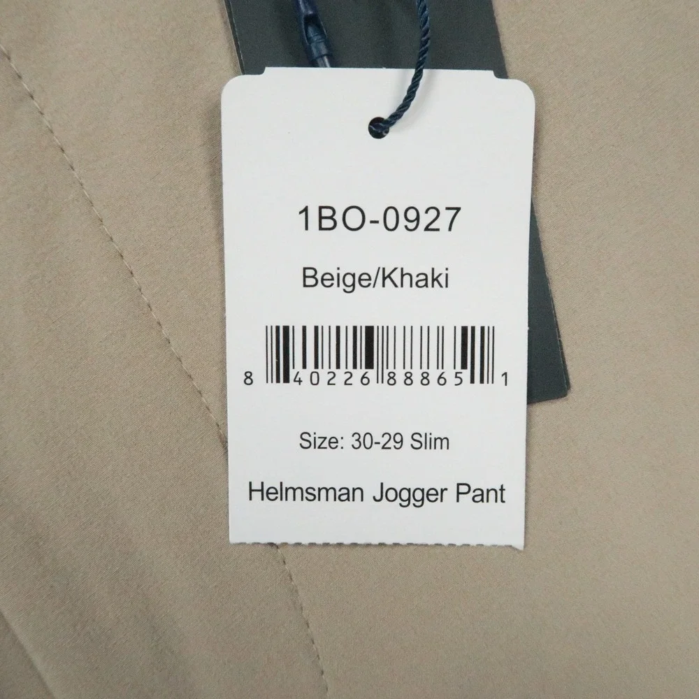 Mizzen Main Pants Mens 30x30 Khaki Tan Helmsman Jogger Slim Tapered Zip Pocket